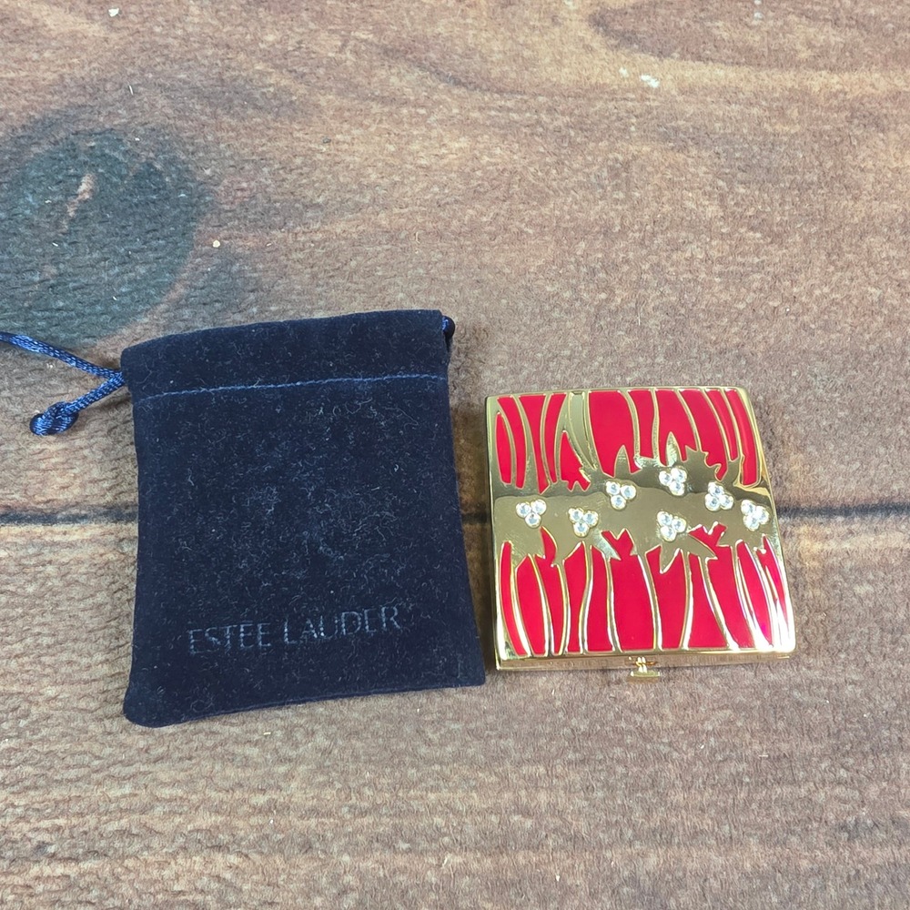 Estee Lauder Lucidity Powder Compact Womens OS Red Gold Good Crystal Enamel